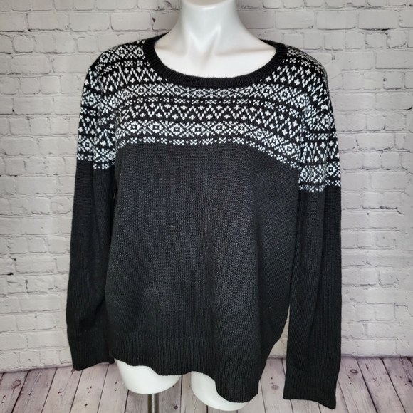 Faded Glory Sweaters - Faded Glory Black & White Nordic Knit Sweater - XXL